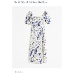 A&F Camille Puff Sleeve Midi Dress NWT